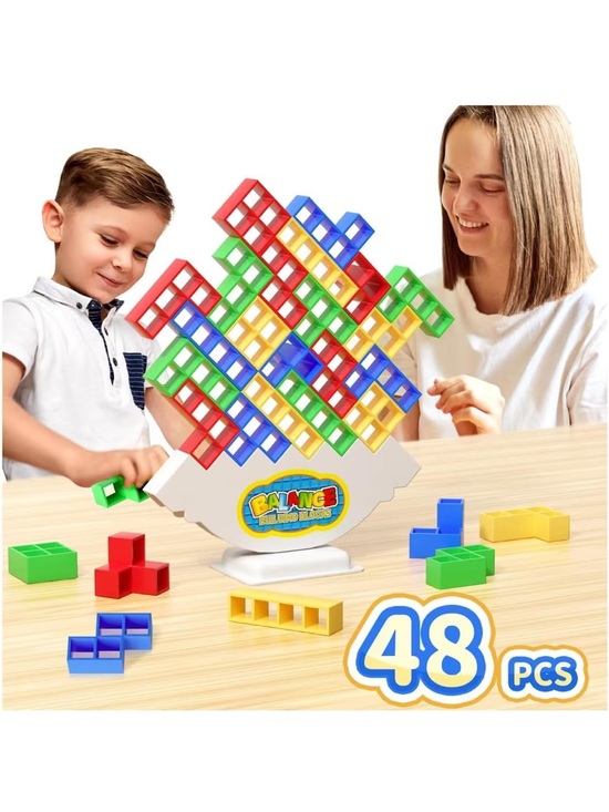 Other - 48Pcs Balance Stacking Blocks Game, Gift for Kids Ages 3-14